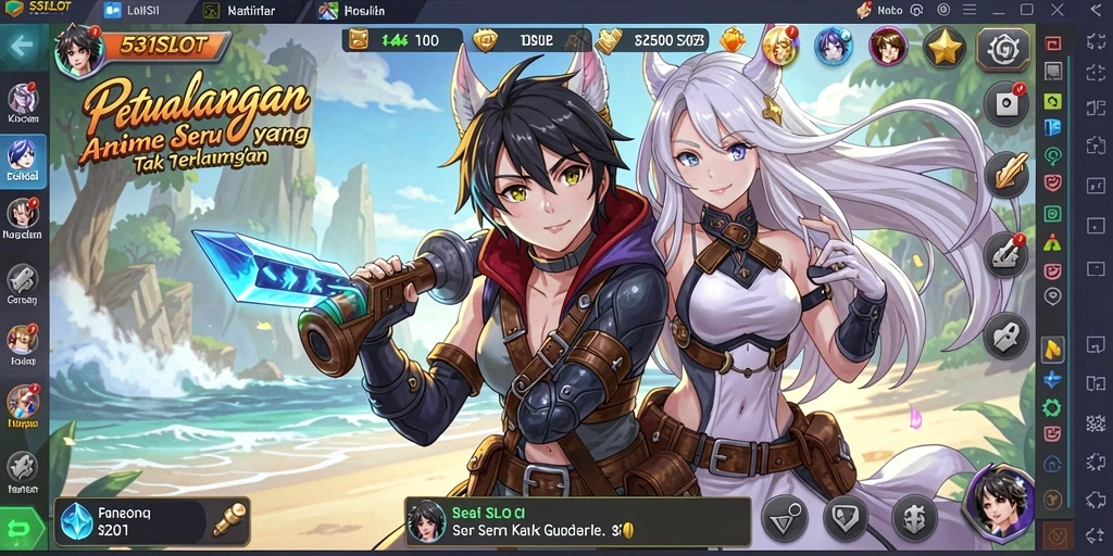 Tampilan screenshot 531SLOT menampilkan karakter anime yang ceria dalam gameplay.