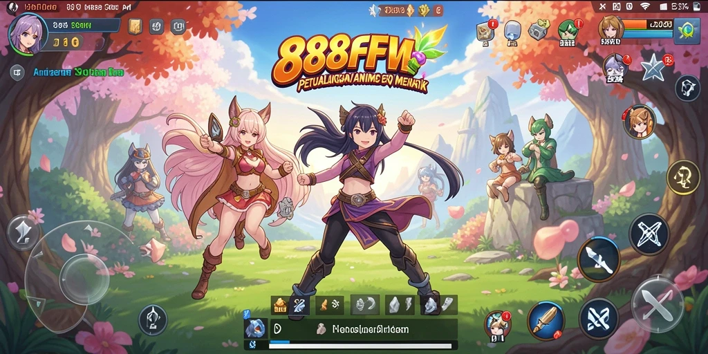 Screenshot gameplay 888FW yang menunjukkan aksi karakter anime.
