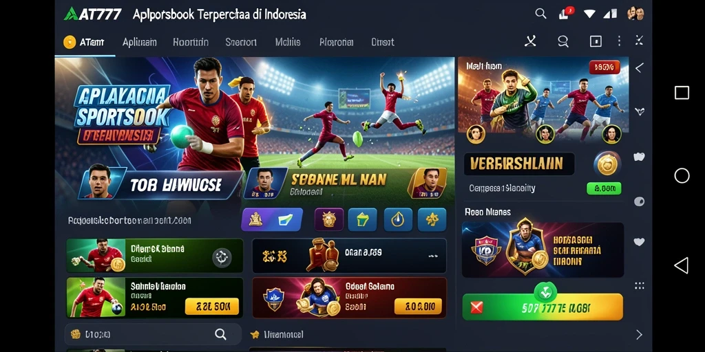 Tampilan antarmuka pengguna aplikasi Sportsbook AT777 yang menarik dan interaktif.