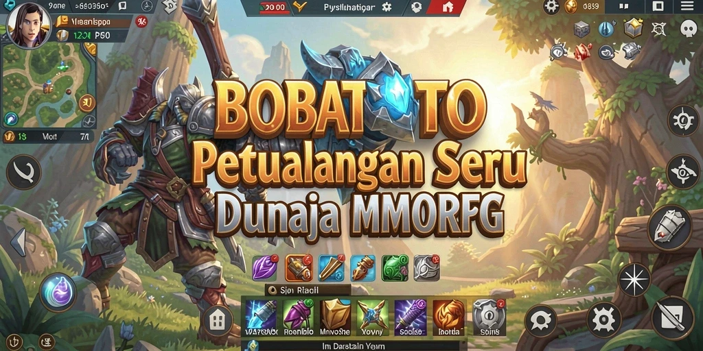 Tampilan gameplay BOBATOTO dengan karakter dan pertempuran MMORPG.