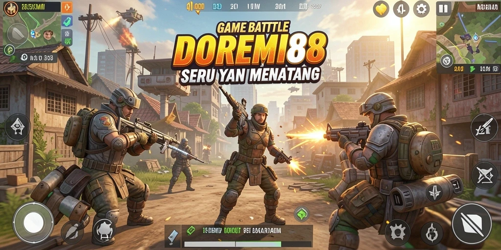 Tangkapan layar gameplay mendebarkan DOREMI88 dalam pertarungan Battle Royale.