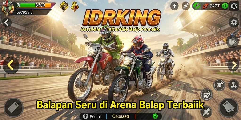 Screenshot gameplay IDRKING menampilkan balapan yang mendebarkan.