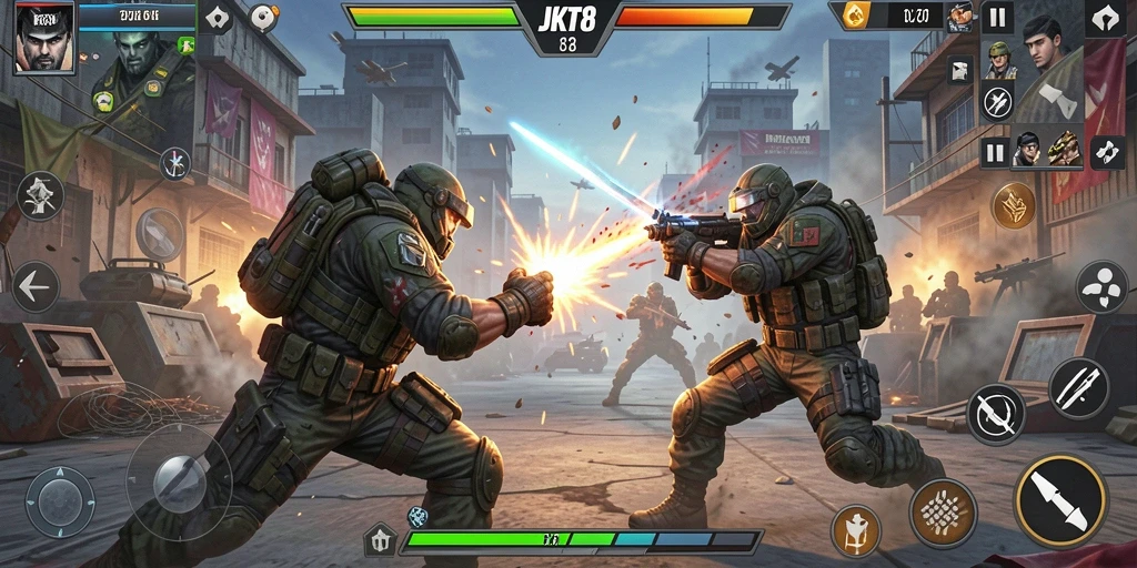 Tampilan gameplay JKT8 yang mendebarkan dalam pertarungan nyata.