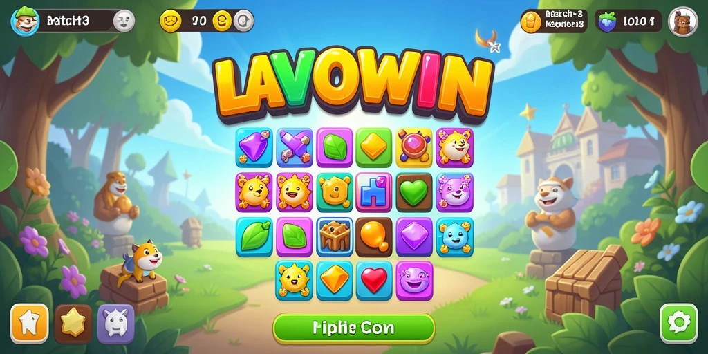 Tampilan gameplay LAVOWIN yang menarik dengan permata cerah.