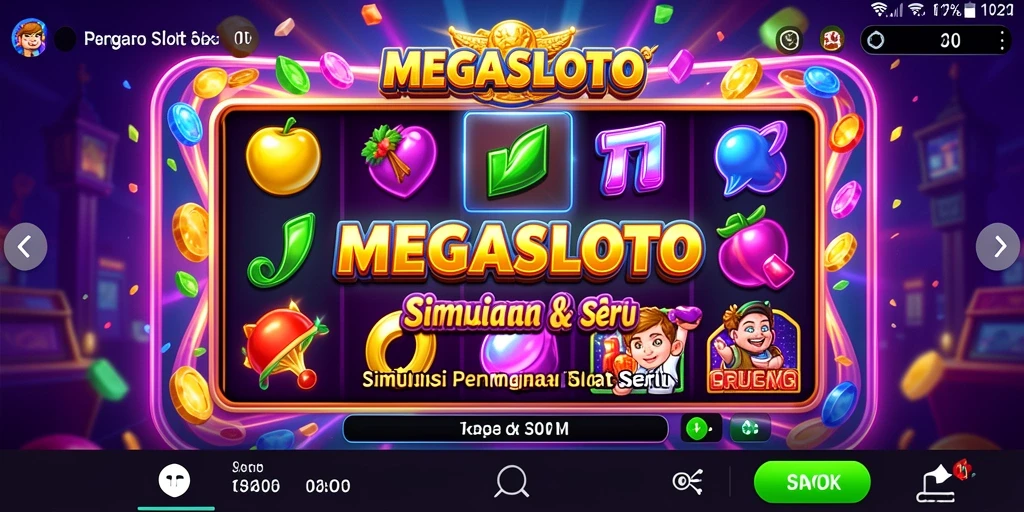 Tampilan gameplay MEGASLOTO yang mendebarkan dan penuh warna.