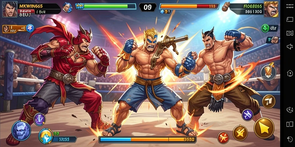 Tampilan gameplay seru dalam MKWIN666 dengan pertarungan yang intens.