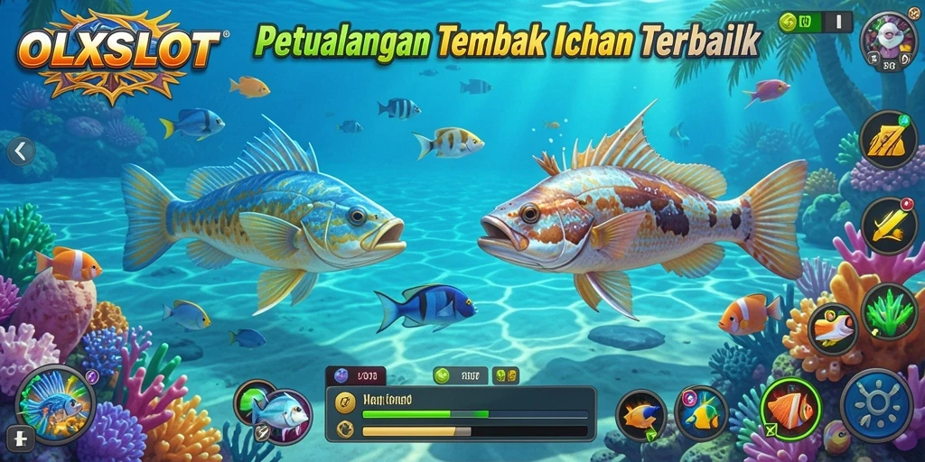 Screenshot gameplay OLXSLOT menampilkan aksi tembak ikan yang seru.