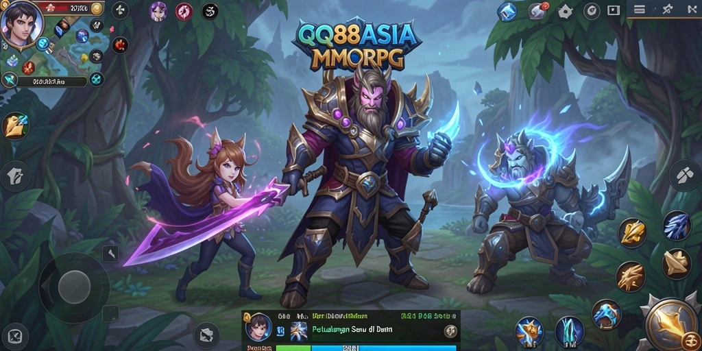 Tangkapan layar gameplay <strong>QQ88ASIA</strong> menunjukkan aksi seru di dunia MMORPG.