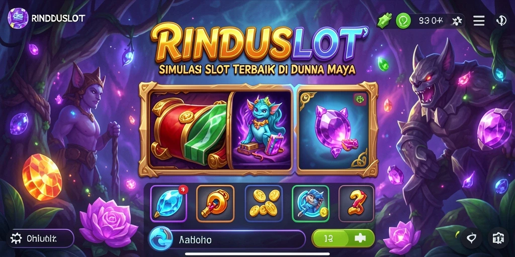 Screenshot RINDUSLOT menampilkan gameplay menarik dengan berbagai tema slot.