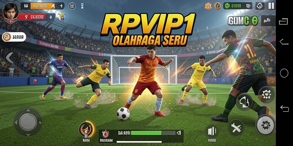 Screenshot gameplay RPVIP1 menunjukkan aksi olahraga yang mendebarkan.