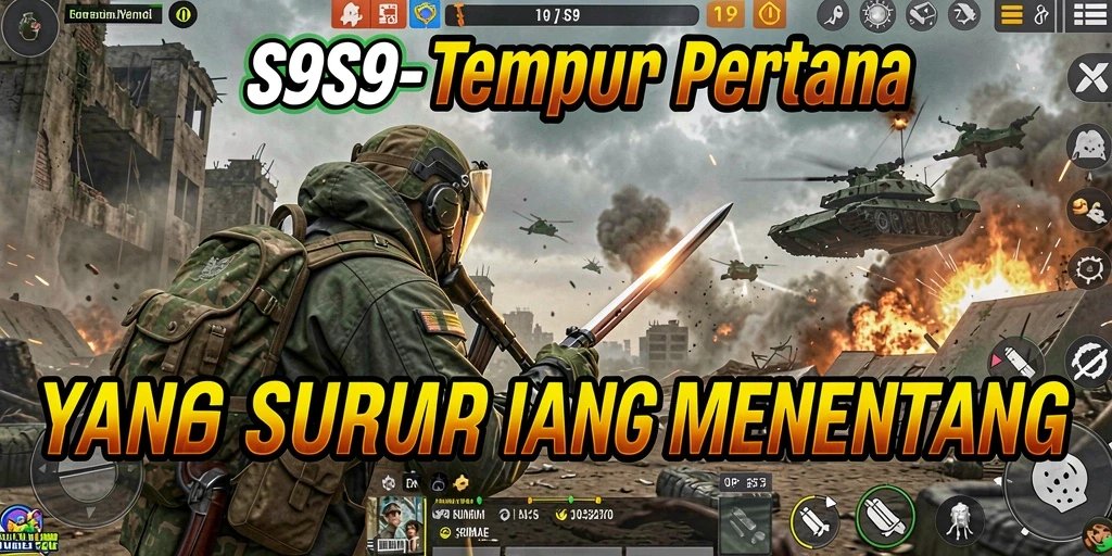 Screenshot S9S9 menampilkan aksi pertempuran yang intens di medan perang.