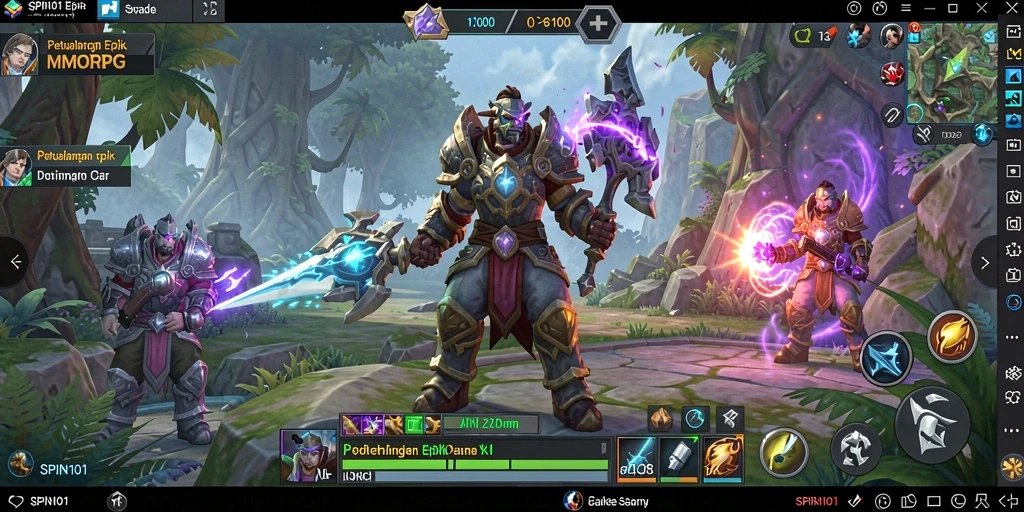 Screenshot yang menampilkan aksi seru dalam game SPIN101 dengan pemain beraksi di dunia MMORPG.
