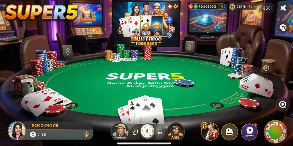 Tampilan gameplay Poker yang seru dan menarik di SUPER5.